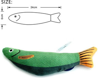 Produktbild von Katzenspielzeug, 3D-Simulation Fisch, Goldfisch, Kätzchenspielzeug, Kissenfisch, interaktiv klingend, Katzenkau- und Bissspielzeug, Plüschspielzeug, Katzenbedarf grün