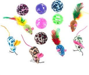 Produktbild von Katzenspielzeug-Set mit Bällen und Mäusen - 2 x 12 Set