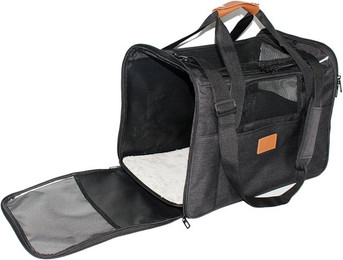 Produktbild von Katzentragetasche Atmungsaktiv Faltbar Haustiertransportboxen für Hunde und Katzen mit Schultergurt Freihändig schwarz