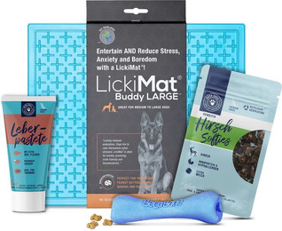 Produktbild von Kau & Schlecker Paket mit Snacks, Beco Bone und LickiMat® - Bundle