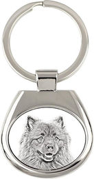 Produktbild von Keeshond, Dutch Barge Dog, Smiling Dutchman, - keychain with a dog, keychain with a print, personalized pendant from the Art-Dog brand silber