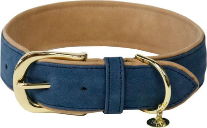 Produktbild von Kentucky Dogwear Hundehalsband aus Lederimitat navy/beige - M (50 cm)