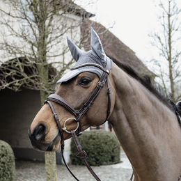 Kentucky Wellington Ohrhaube Samt Grau für Pferd – Bild 1 von 4