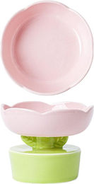 Produktbild von Keramik Katzennapf Niedliche Blumenform Große Kapazität Nackenschutz Erhöhter Haustiernahrungsnapf rosa