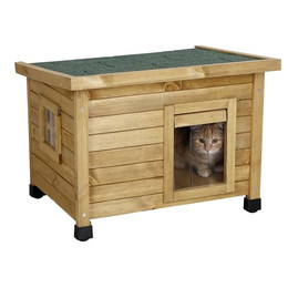 Produktbild von Kerbl Katzenhaus Rustica aus Holz mit Schwingtür und Plexiglasfenster - 1 Stk.
