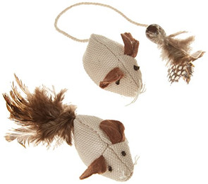 Produktbild von Kerbl Pet Mäuse mit Federn Nature 4,5 cm - 1 Stk.