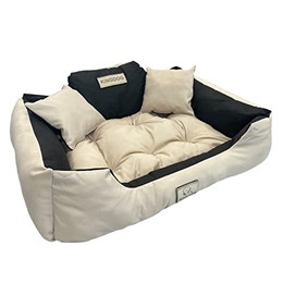 Produktbild von KingDog Hunde- und Katzenbett mit Zwei Kissen 3XL 145x115 cm Beige