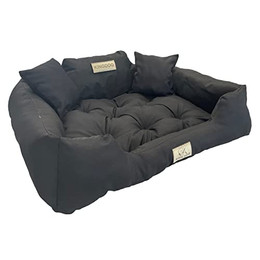 Produktbild von KingDog Hunde- und Katzenbett mit Zwei Kissen 3XL 145x115cm Schwarz