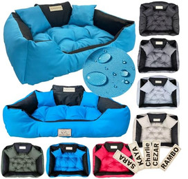 Produktbild von KingDog Hunde- und Katzenbett mit zwei Kissen M 75x65 cm Blau