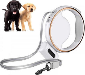 Produktbild von KINSI Hundeleine Ausziehbare Hundeleine 3M, mit LED-Taschenlampe, robust, wasserdicht, Kleine und mittlere Hunde mit abnehmbarem Katzenklo und LED-Licht