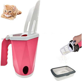 Produktbild von KINSI Katzentoilette Katzenstreu-Schaufel, Katzenstreu-Schaufel 2 in 1, Streuschaufel mit Behälter, mit 10 Rollen Abfallsäcken