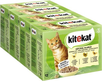 Produktbild von KITEKAT Nassfutter Geflügel in Gelee für ausgewachsene Katzen - 48 x 85 g