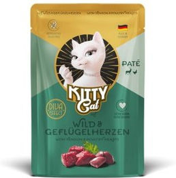 Produktbild von KittyCat Nassfutter Katze, Adult, Paté Wild und Geflügelherzen 6x85 g