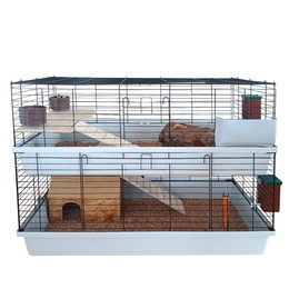 Produktbild von Kleintierkäfig/Meerschweinchen Käfig/Nagerkäfig-120 cm-Doppelkäfig-Komplettset
