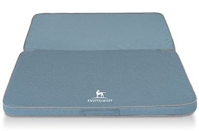 Produktbild von Knuffelwuff Faltbare orthopädische Reisematte Roanoke aus Kunstleder hellblau M-L
