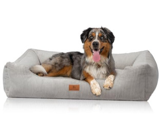 Produktbild von Knuffelwuff Hundebett aus Cord Olivia M-L 85 x 63 cm Hellgrau