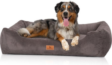 Knuffelwuff Hundebett aus Cord Olivia XXL 120 x 85 cm Braungrau – Bild 1 von 4