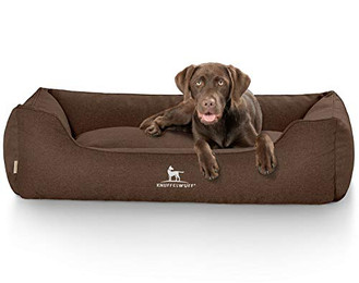 Produktbild von Knuffelwuff Hundebett Crispino aus Velours mit Handwebcharakter M-L 85 x 63cm Braun
