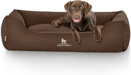 Produktbild von Knuffelwuff Hundebett Crispino aus Velours mit Handwebcharakter XL 105 x 75cm Braun - 1 Stk.