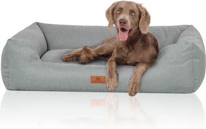 Knuffelwuff Hundebett Emma aus Velours in Pastellfarben XXL 120 x 85 cm Petrol – Bild 1 von 4