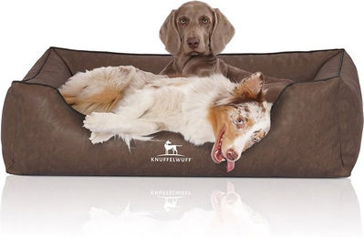 Knuffelwuff Hundebett Henderson aus marmoriertem Kunstleder Übergröße XXXL 155 x 105 cm Braun – Bild 1 von 4