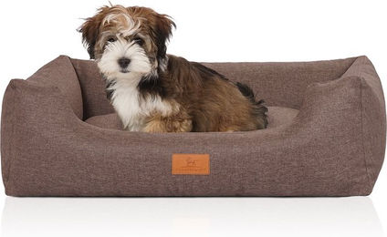 Knuffelwuff Hundebett Lotte aus Velours mit feinem Handwebcharakter Graubraun S 70 x 50cm – Bild 1 von 4