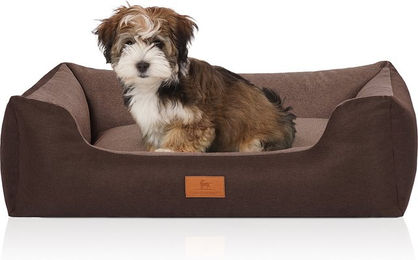 Knuffelwuff Hundebett Luke aus Velours mit feinem Handwebcharakter Braun-Potatoe S 70 x 50cm – Bild 1 von 4