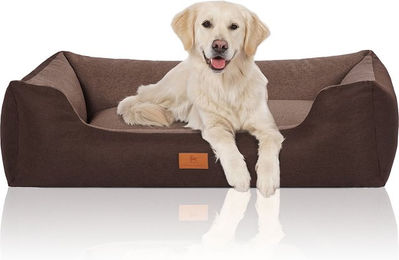 Knuffelwuff Hundebett Luke aus Velours mit feinem Handwebcharakter XXL 120 x 85cm Braun-Potatoe – Bild 1 von 4
