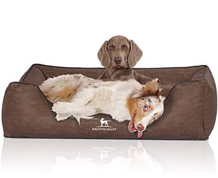 Produktbild von Knuffelwuff Hundebett Scottsdale aus Kunstleder M-L 85 x 63cm Braun