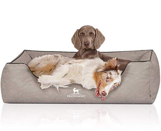 Produktbild von Knuffelwuff Hundebett Scottsdale aus Kunstleder M-L 85 x 63cm Hellgrau
