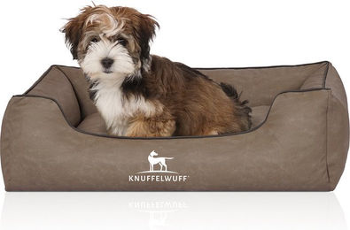 Produktbild von Knuffelwuff Hundebett Scottsdale aus Kunstleder M-L 85 x 63cm Stone