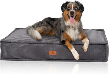 Knuffelwuff Hundekissen Lesedi aus Cord mit Handwebcharakter – Bild 1 von 3