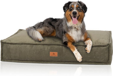 Produktbild von Knuffelwuff Hundekissen Lesedi aus Cord mit Handwebcharakter khaki XXXL
