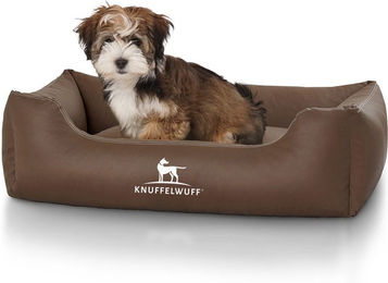 Knuffelwuff Kunstleder Hundebett Sidney Braun S 70 x 50cm – Bild 1 von 4