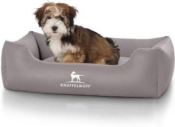 Knuffelwuff Kunstleder Hundebett Sidney M-L 85 x 63 cm Grau – Bild 1 von 5