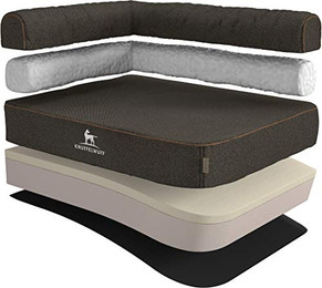 Produktbild von Knuffelwuff Orthopädisches Eck Hundebett Marlie aus Velours mit Handwebcharakter L 85 x 63cm...
