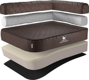 Produktbild von Knuffelwuff Orthopädisches Eck Hundebett Winslow aus laser-gestepptem Kunstleder XXL 120 x 80cm...