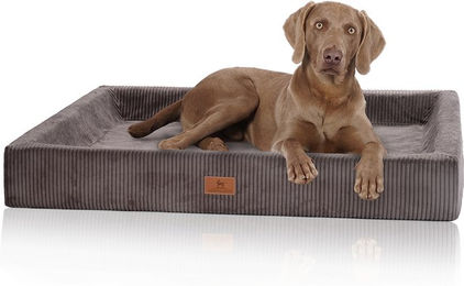 Produktbild von Knuffelwuff orthopädisches Hundebett aus Cord mit Handwebcharakter Santiago S 70 x 50cm Braungrau