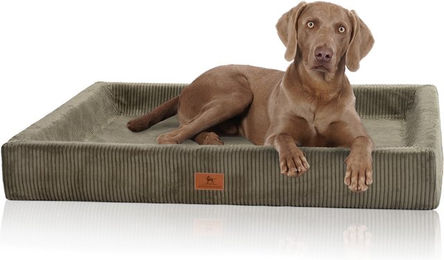 Knuffelwuff orthopädisches Hundebett aus Cord mit Handwebcharakter Santiago S 70 x 50cm Khaki – Bild 1 von 3