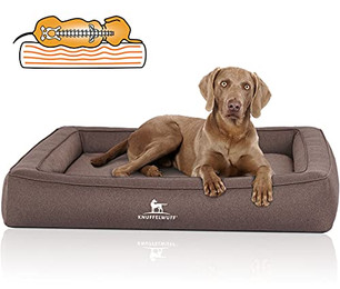 Produktbild von Knuffelwuff Orthopädisches Hundebett aus Velours mit Handwebcharakter Yukon braun/ grau XL