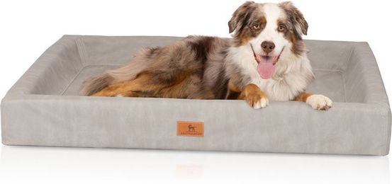 Knuffelwuff orthopädisches Hundebett Austin aus Kunstleder grau – Bild 1 von 4