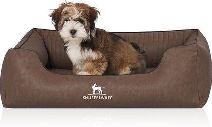 Knuffelwuff Orthopädisches Hundebett Chesapeake aus Kunstleder M-L 85 x 63 cm Braun – Bild 1 von 5