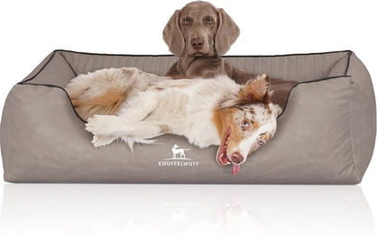 Knuffelwuff Orthopädisches Hundebett Columbia aus Kunstleder hellgrau XXL – Bild 1 von 4