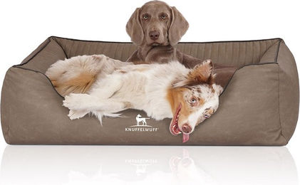 Knuffelwuff Orthopädisches Hundebett Columbia aus Kunstleder XL 105x75cm Stone – Bild 1 von 4