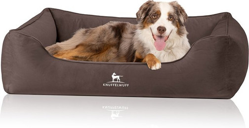 Produktbild von Knuffelwuff orthopädisches Hundebett Jona aus weichem wärmendem Samt XL Braun