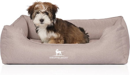 Knuffelwuff Orthopädisches Hundebett Luisa aus Velours mit feinem Handwebcharakter Sunshine... – Bild 1 von 4