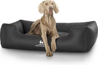 Knuffelwuff Orthopädisches Hundebett Madison aus Kunstleder XXL 120 x 85 cm Schwarz – Bild 1 von 5