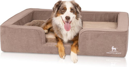 Produktbild von Knuffelwuff orthopädisches Hundebett mit Wendekissen aus Velours Bellamy 100 x 80 cm Braun
