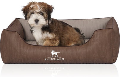 Knuffelwuff Orthopädisches Hundebett Outlander aus Kunstleder M-L 85x63cm Braun/Grau - 1 Stk. – Bild 1 von 8