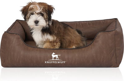 Knuffelwuff Orthopädisches Hundebett Rockland aus Kunstleder Braun M-L – Bild 1 von 4